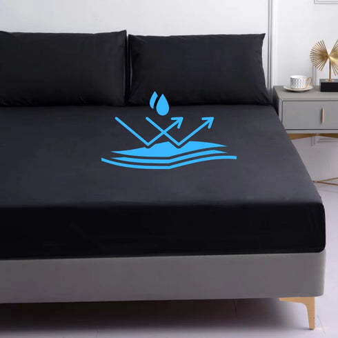 Black Waterproof Fitted Bedsheet