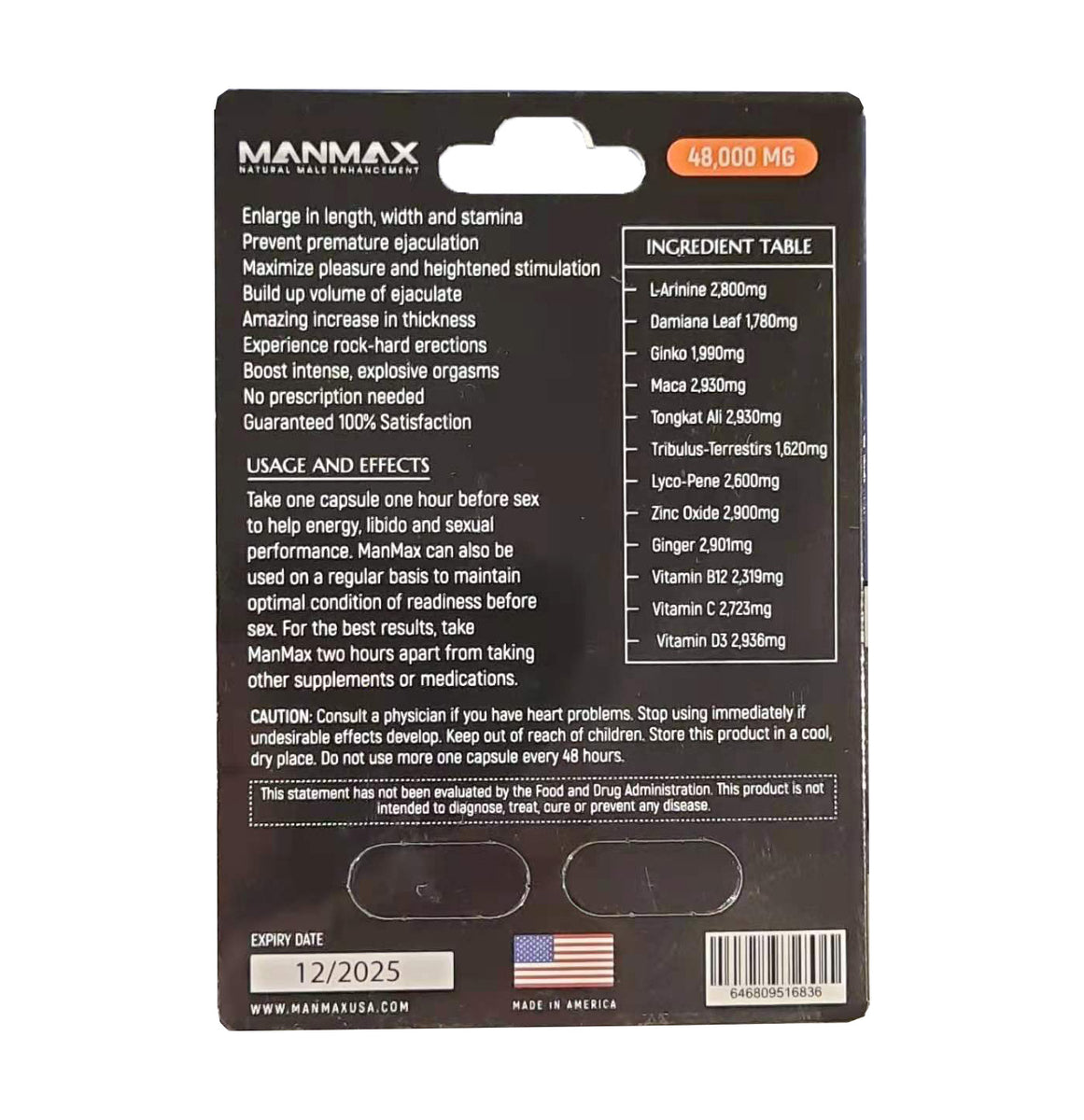 Manmax Natural Male Enhancement 2 Caps