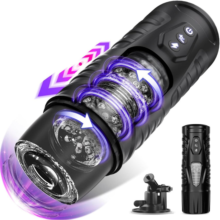 Thrusting & Rotating  Masturbator with Suction Cup