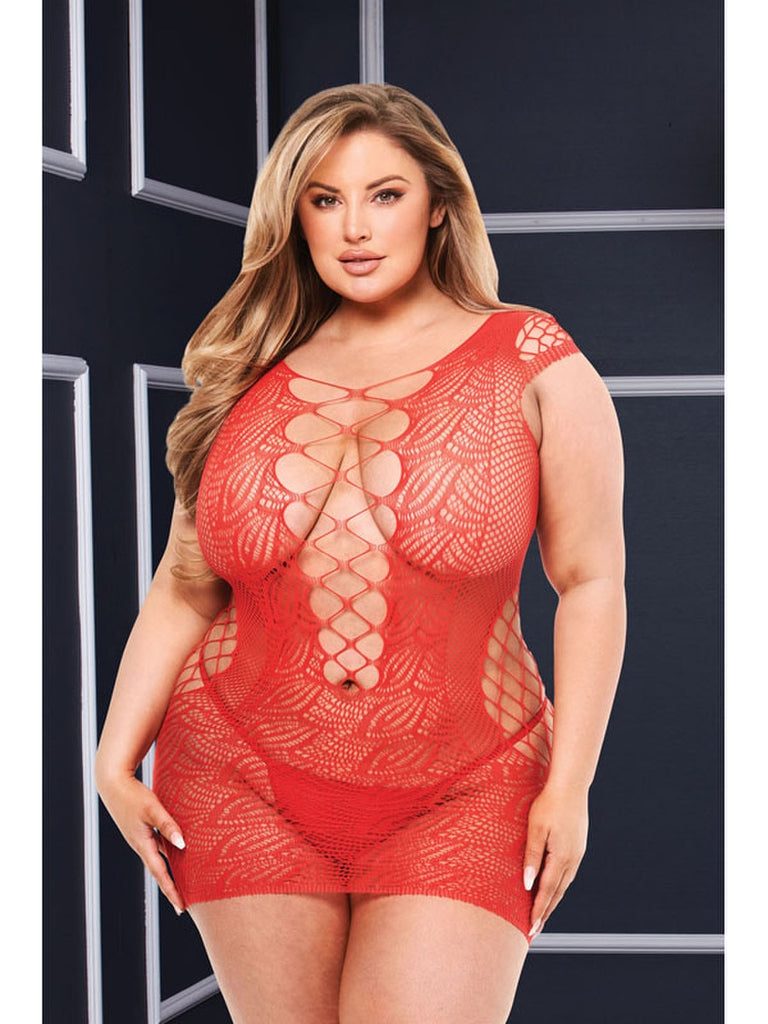 Baci Corset Front Lace Mini Dress - Red - Q BX