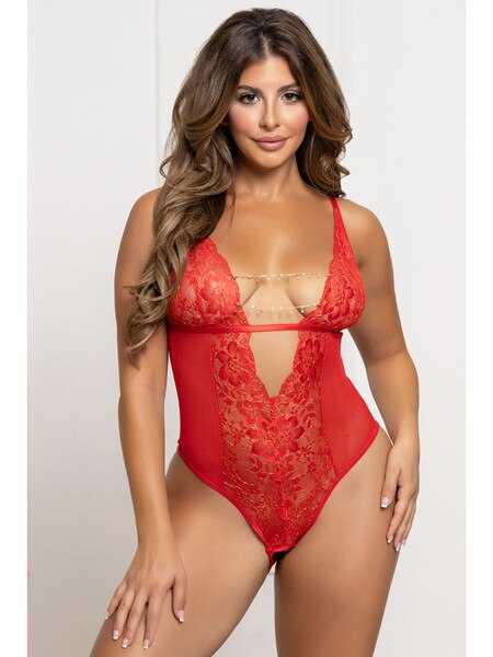 MESH TEDDY WITH OPEN CROTCH