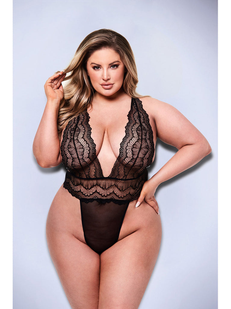 BACI SEXY DEEP V LACE TEDDY - Q BX