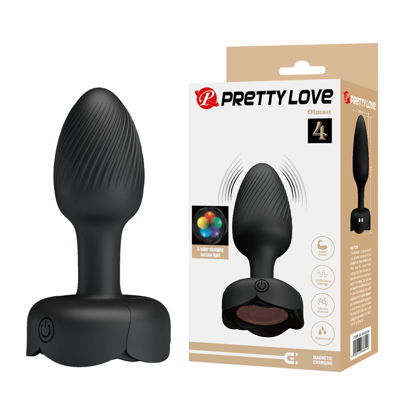 Vibrating Anal Plug with 5-Color Light