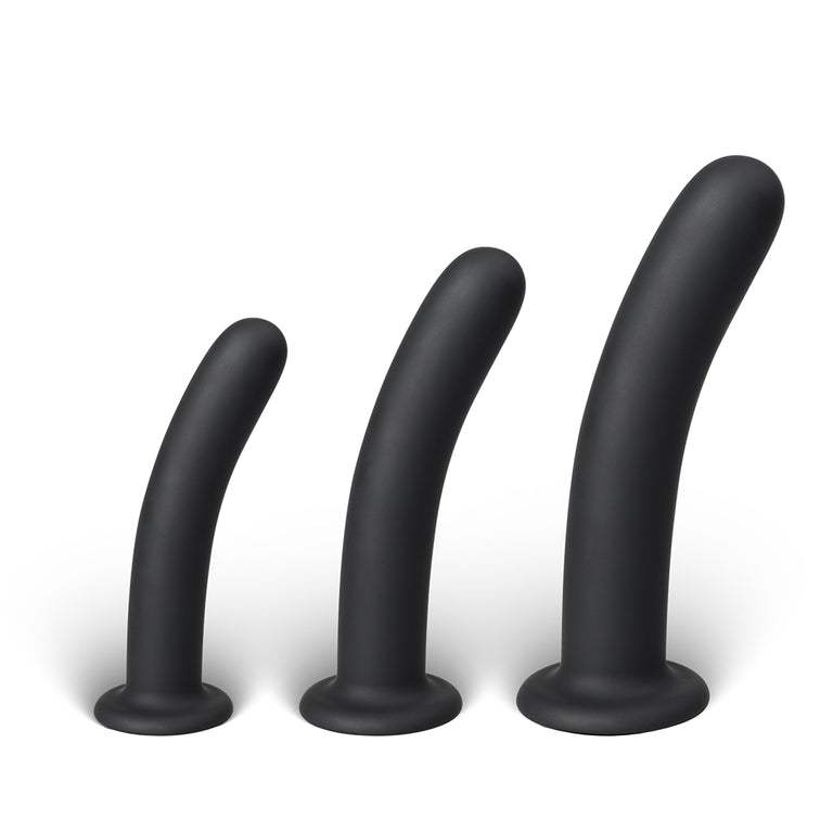 Silicone Curved Smooth Dildo 3 Set for Strap On