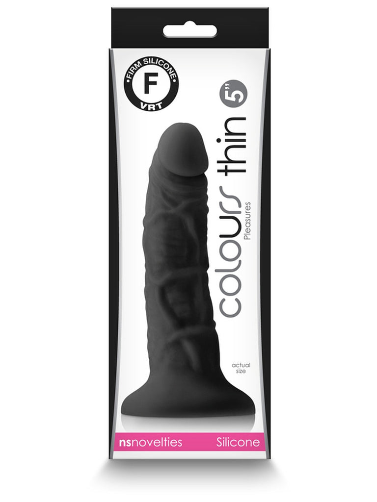 Colours Pleasures Thin 5 in. Dildo Black