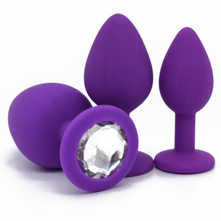 Diamond Butt Plug Silicone Purple