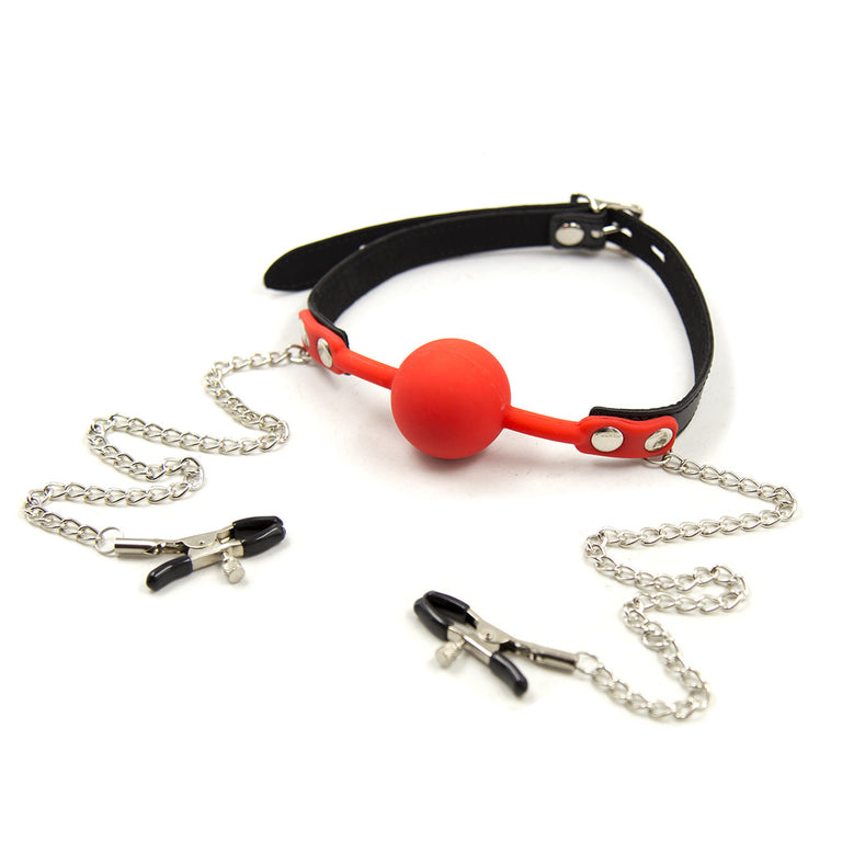 Lockable Gag With Nipple Clamps