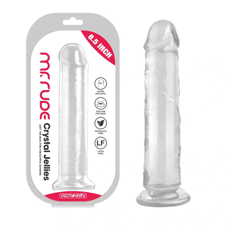8.5" Mr. Rude -Crystal Jellies Realistic Dildo Clear
