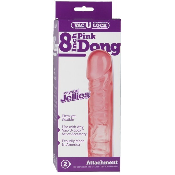8 in Crystal Jellie Pink Vac U Lock Dong