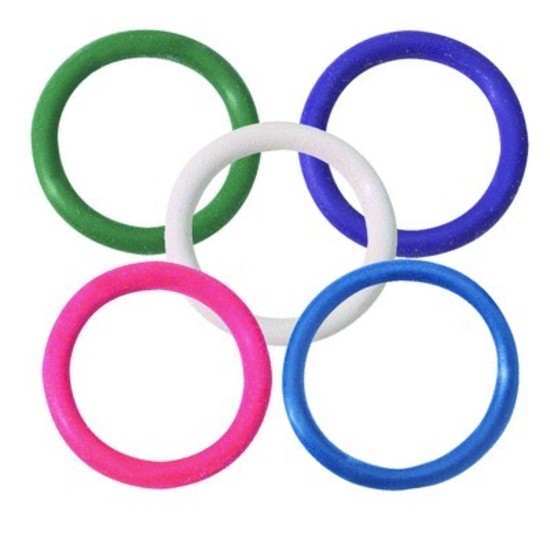 Rubber Cock Ring Set 1.25 in  Rainbow BSPR-46