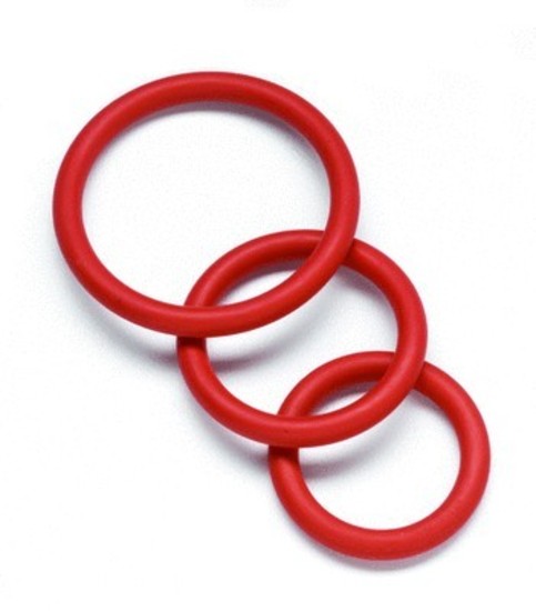 Nitrile Cock Rings Set of 3 Red BSPR 69