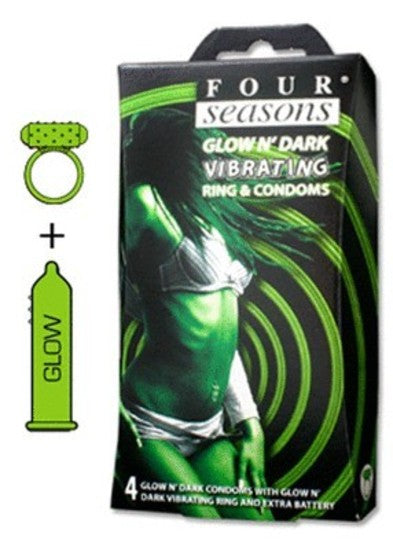 4 Seasons Glow Vibrating Condoms (4pk)