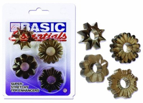 Basic Essentials Set of 4 Rings Smoke