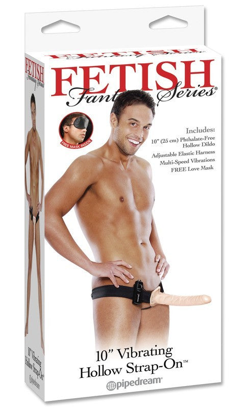 Fetish Fantasy 10 in Vibrating Hollow Strap On Flesh
