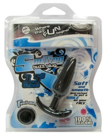 Smiling Butt Plug 3.5in / 8.9cm Silicone Black