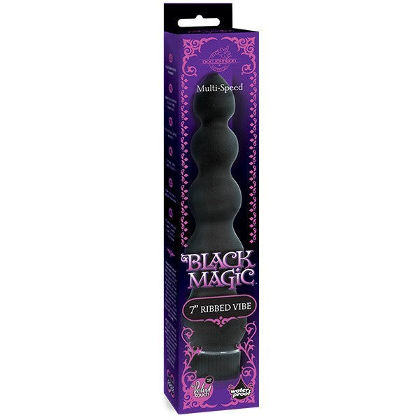 Black Magic 7 in. Ribbed Vibrator