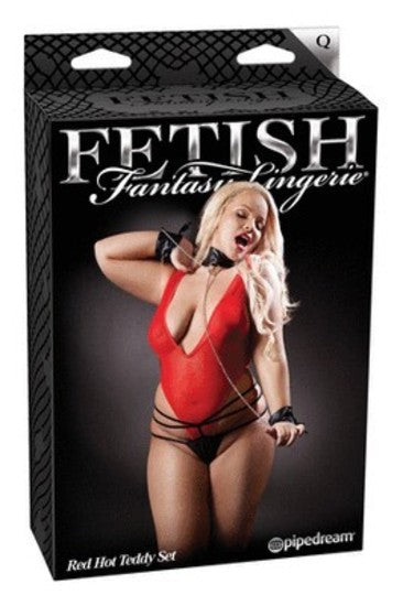 Fetish Fantasy Lingerie Red Hot Teddy Set One Size