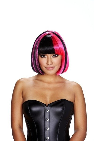 Pleasure Wigs Kitty Black Hot pink