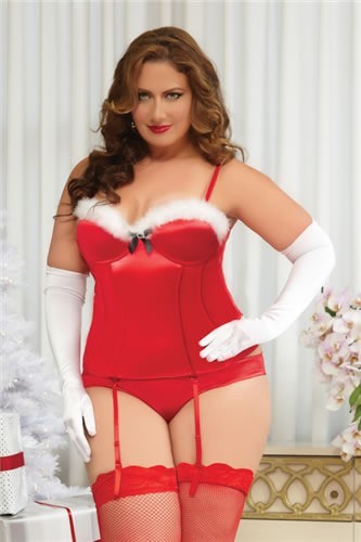 Naughty n Nice Bustier & Thong Plus STM-9772XP-X/2X-Red