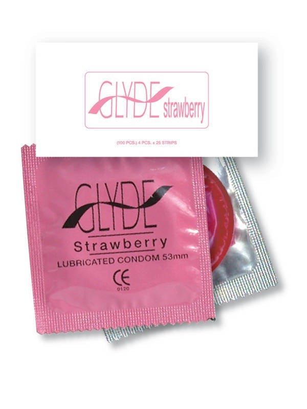 GLYDE Strawberry 53mm Condom 100 Bulk