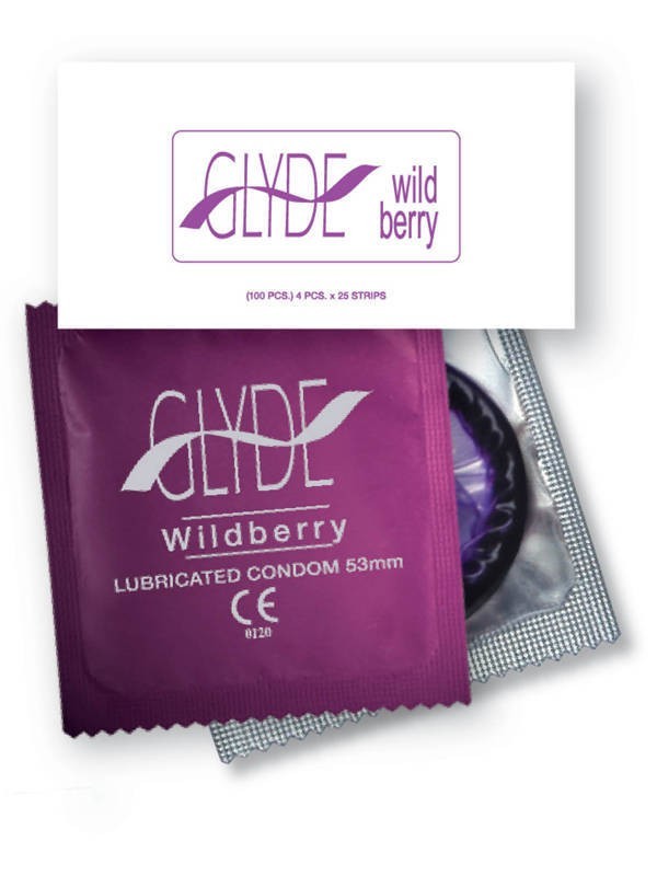 GLYDE Wildberry 53mm Condom 100 Bulk