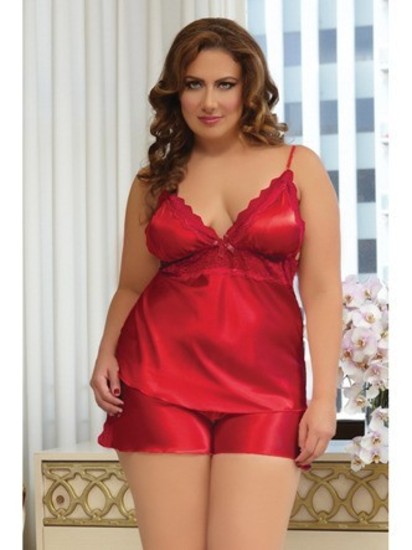 Enchanting Two Piece Set STM-9720X-3X/4X-Red