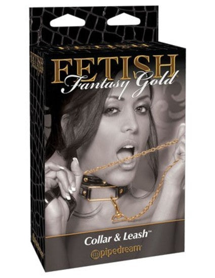 Fetish Fantasy Gold Collar Leash Black