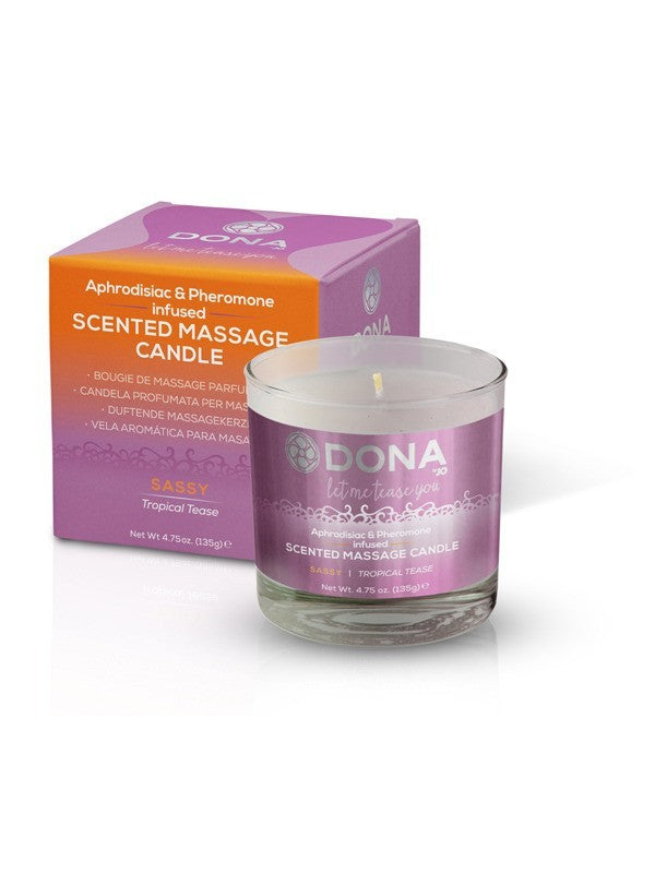 DONA Scented Massage Candle Sassy Aroma: Tropical Tease 7.5oz/222ml