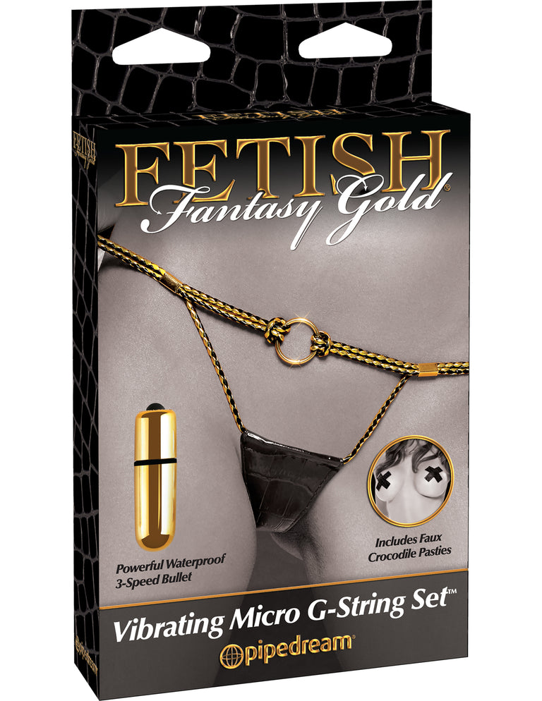 Fetish Fantasy Gold Vibrating Micro G-String Set