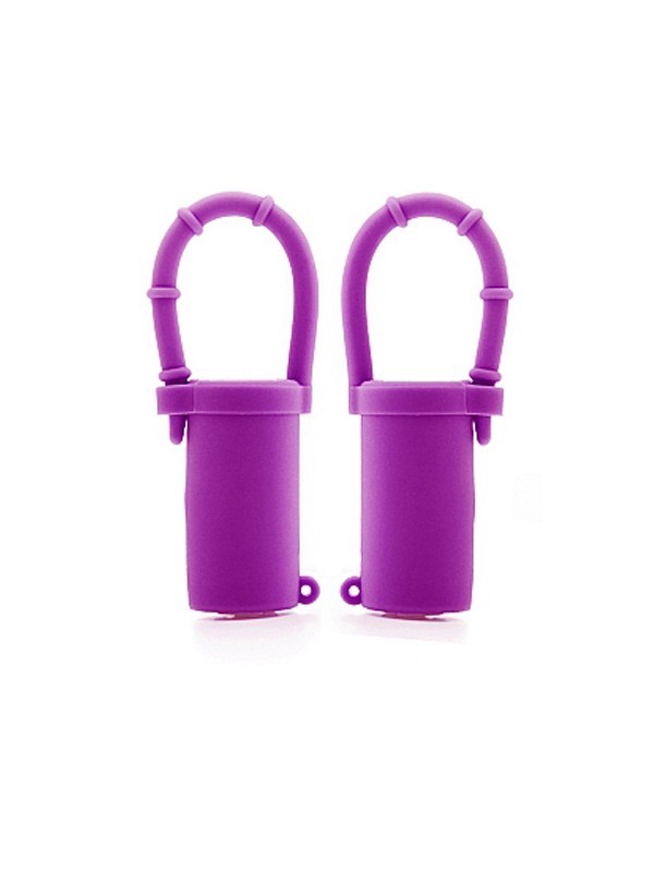 Shots Toys Vibrating Nipple Belts Purple