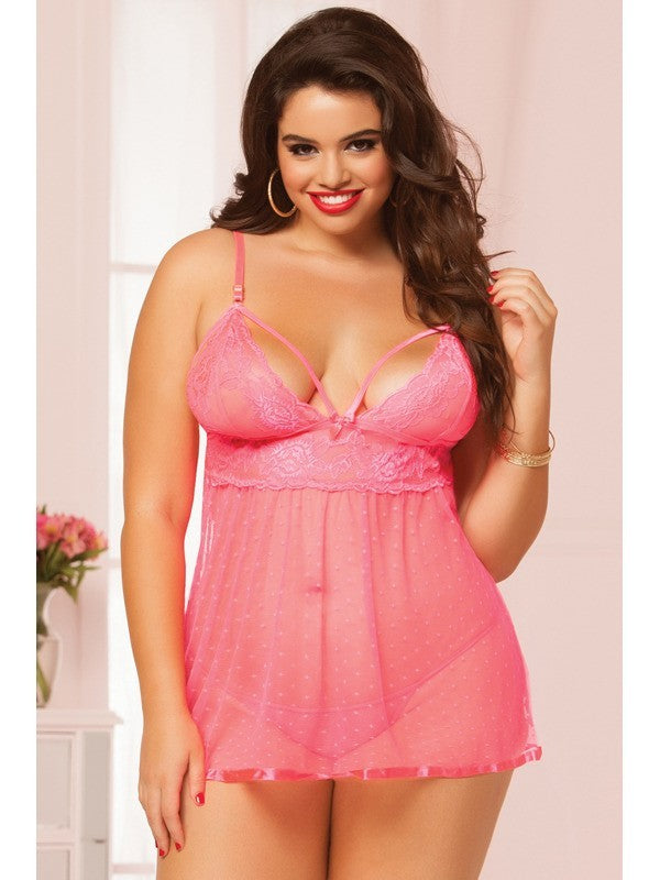 Sugar Coral Babydoll Set STM-10511XP-OSX-Coral
