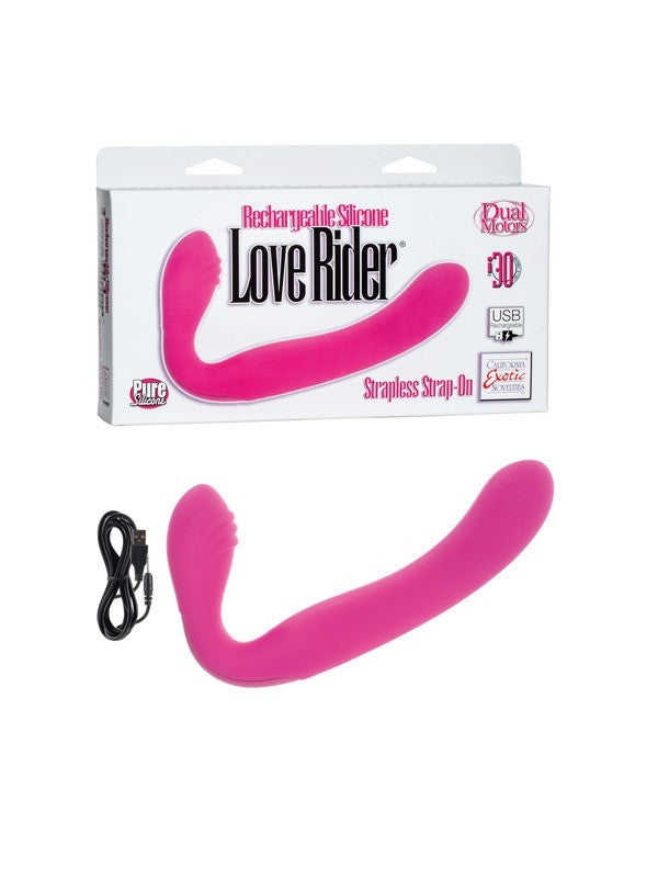 Rechargeable Silicone Love Rider Strapless Strap-On - Pink