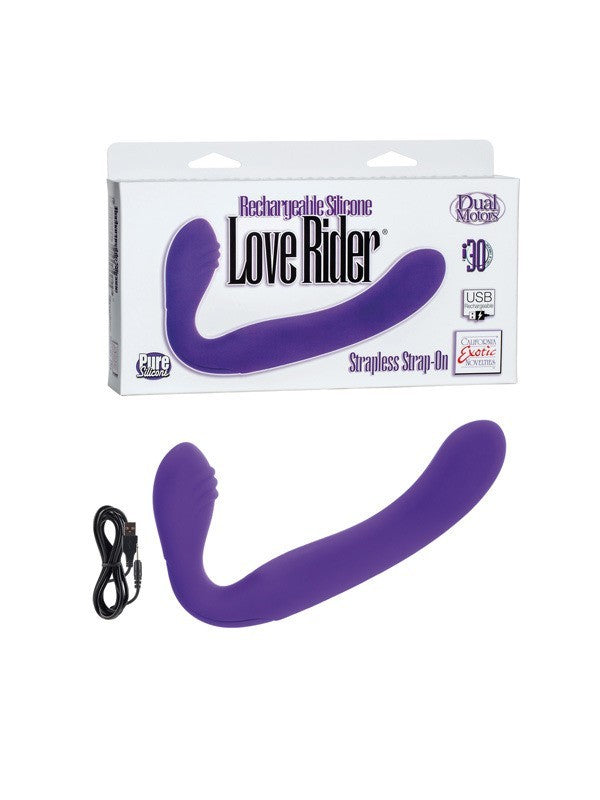 Rechargeable Silicone Love Rider Strapless Strap-On - Purple