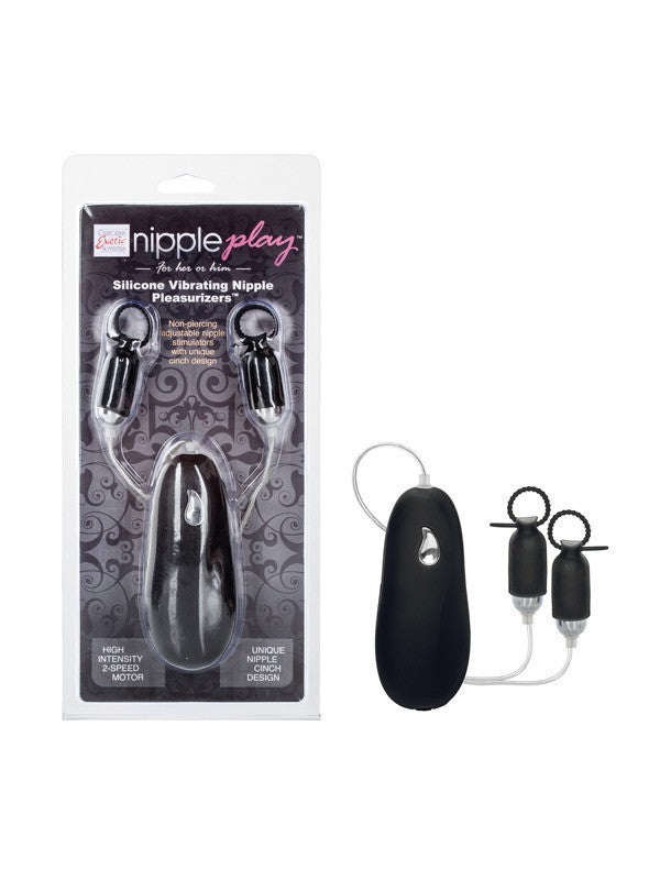 nipple play Silicone Vibrating Nipple Pleasurizers - Black