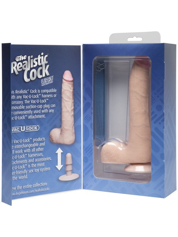 The Realistic Cock UR3 - 9 in. SLIM With Balls White