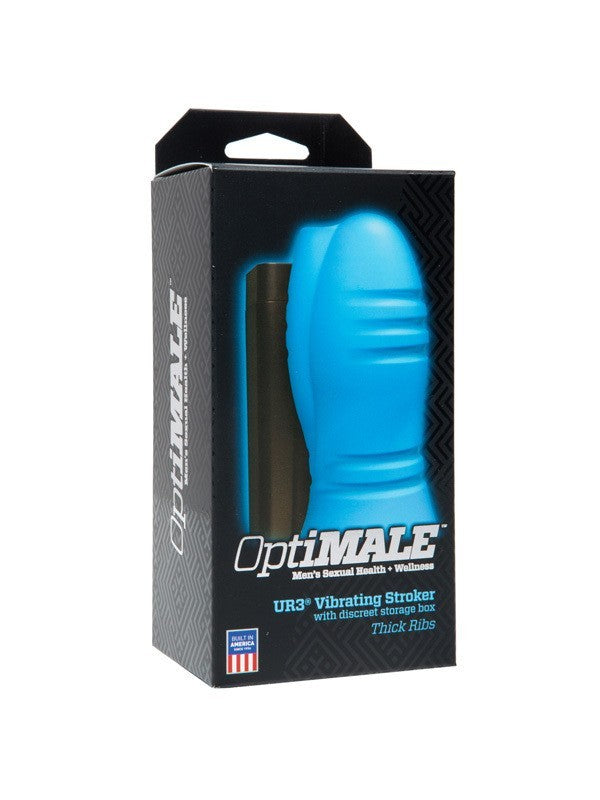 OptiMale - UR3 Vibrating Stroker - Thick Ribs Blue