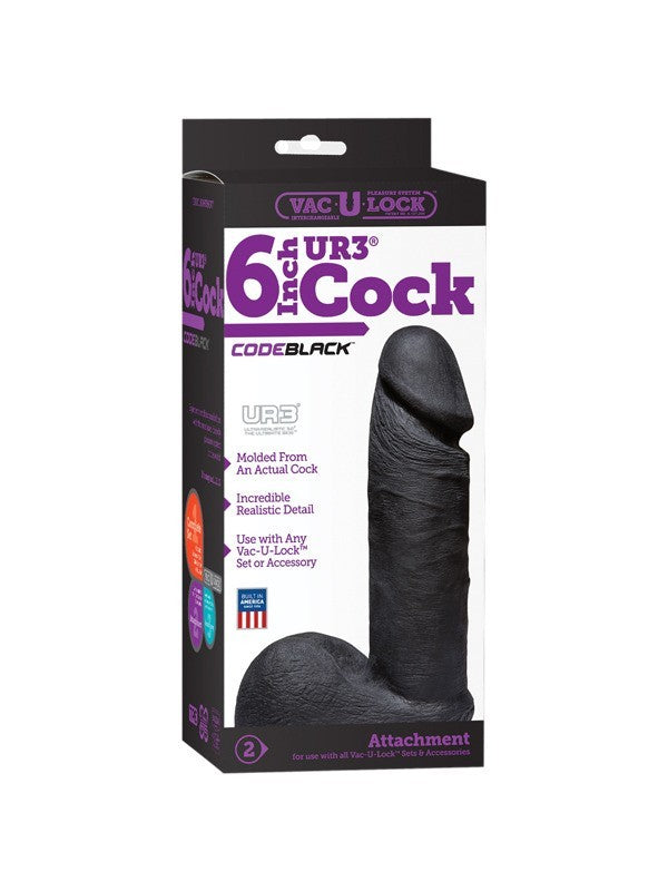 Vac-U-LOCK CODE BLACK UR3 6 in. Realistic Cock