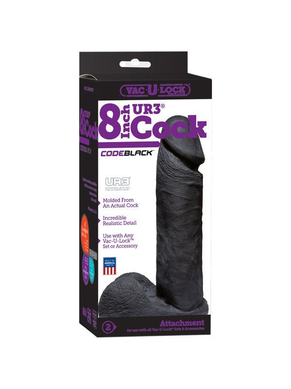 Vac-U-LOCK CODE BLACK UR3 8 in. Realistic Cock