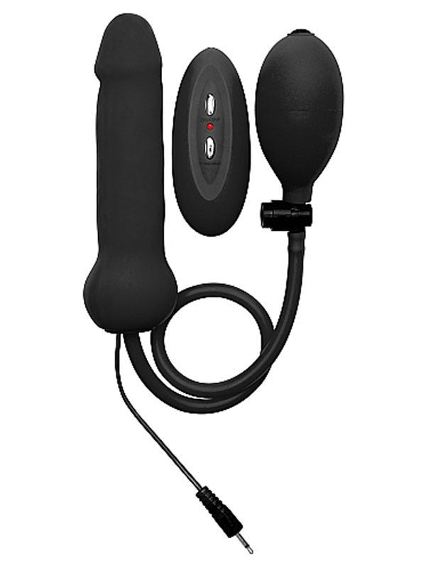 Ouch Inflatable Vibrating Silicone Dong - Black