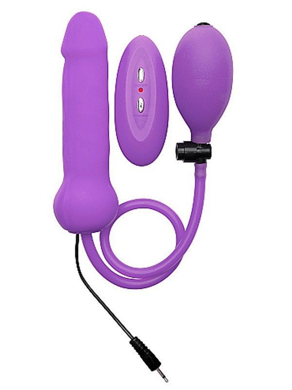 Ouch Inflatable Vibrating Silicone Dong - Purple