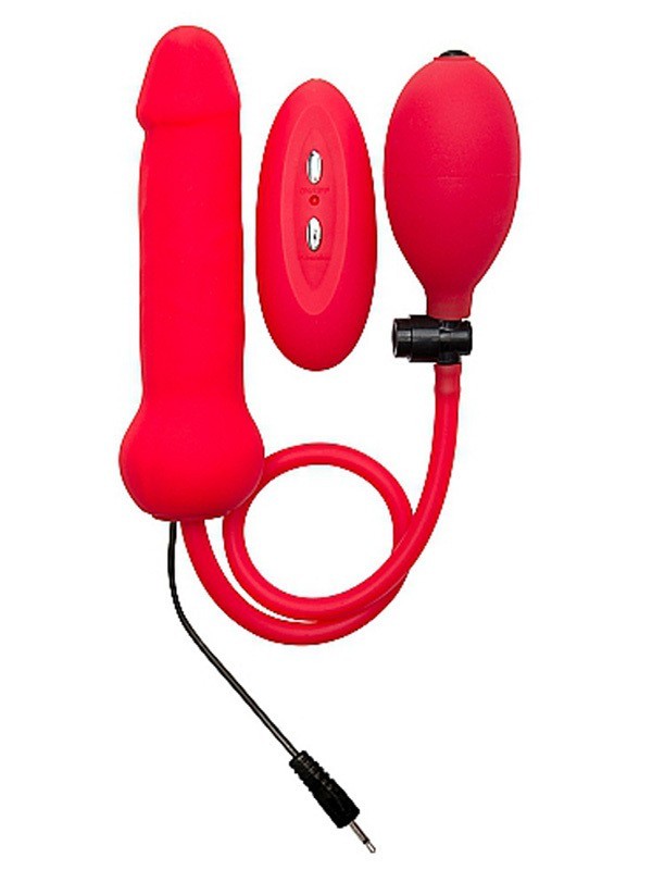 Ouch Inflatable Vibrating Silicone Dong - Red