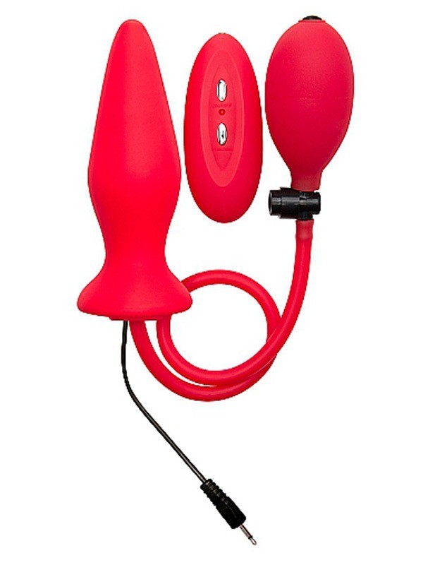 Ouch Inflatable Vibrating Silicone Plug - Red