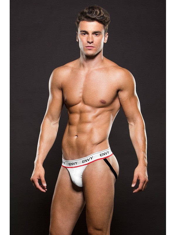 Envy Logo Elastic LowRise Mesh Jock M/L White