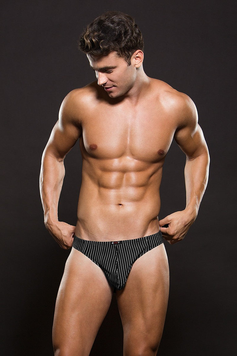 Envy Microfiber Thong M/L White PinStripe