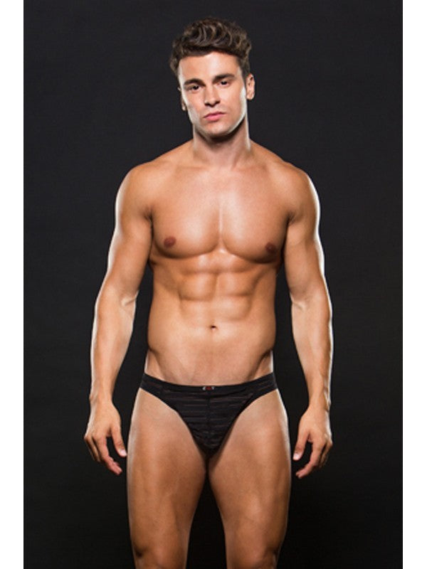 Envy Microfiber Thong M/L Stripe Black