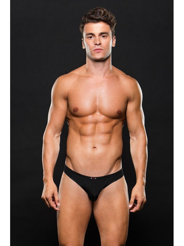 Envy Microfiber Black Waffle Thong E059 S/M Black