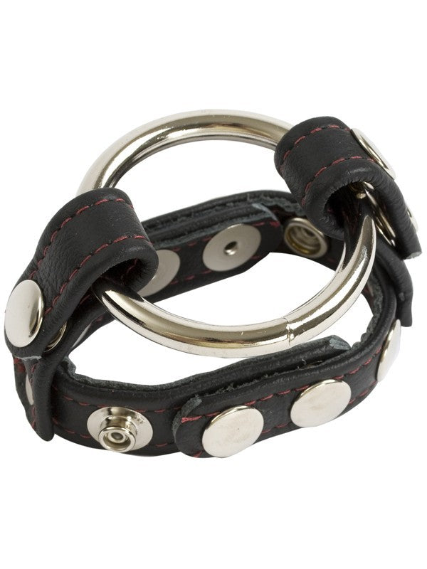 Reds Black Leather - English Cock & Ball Cage Black/Red