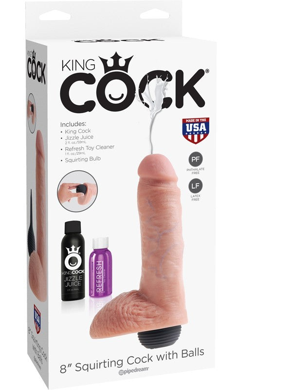 King Cock 8 in. Squirting Cock w/ Balls Flesh