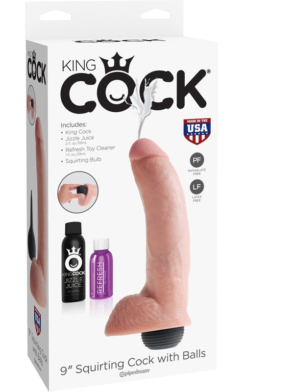 King Cock 9 in. Squirting Cock w/ Balls Flesh