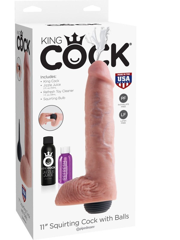 King Cock 11 in. Squirting Cock w/ Balls Flesh